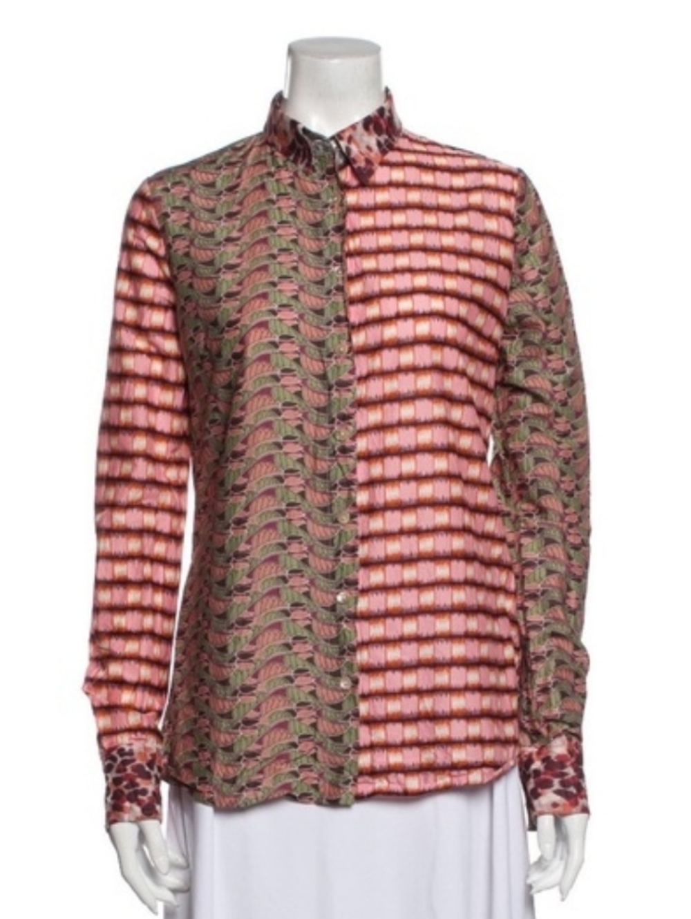 Miki Thumb Women's L Button Down Cotton Shirt Made In Italy Cottage Whimsical